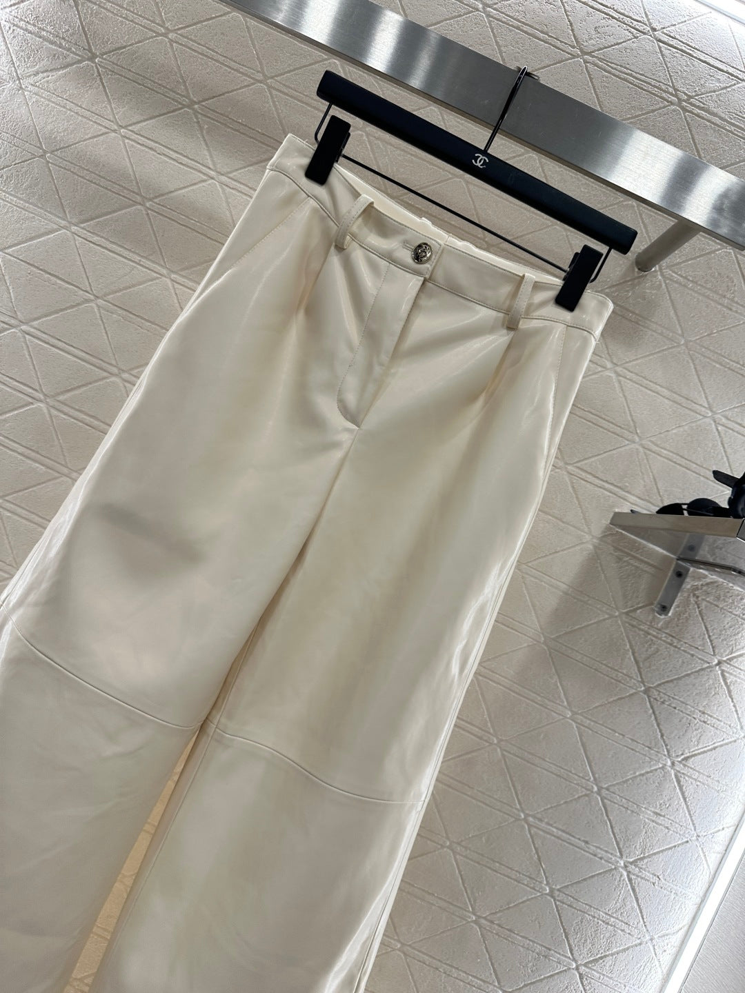 25fw High waisted sheepskin leather wide leg pants