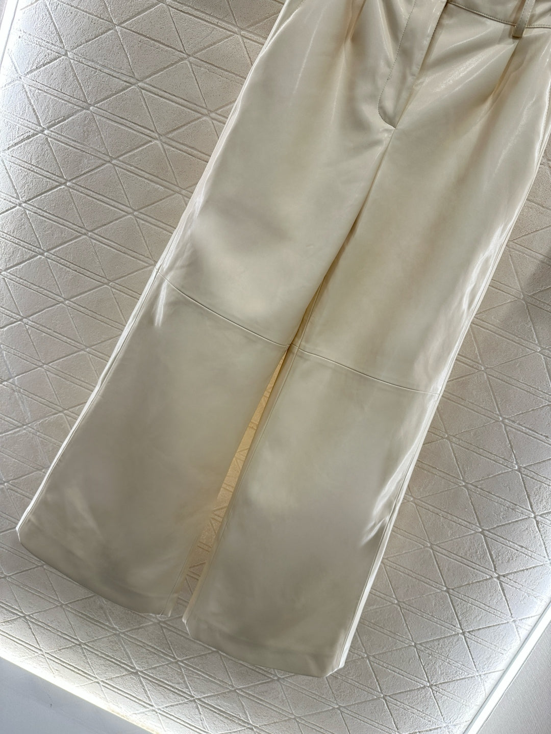 25fw High waisted sheepskin leather wide leg pants