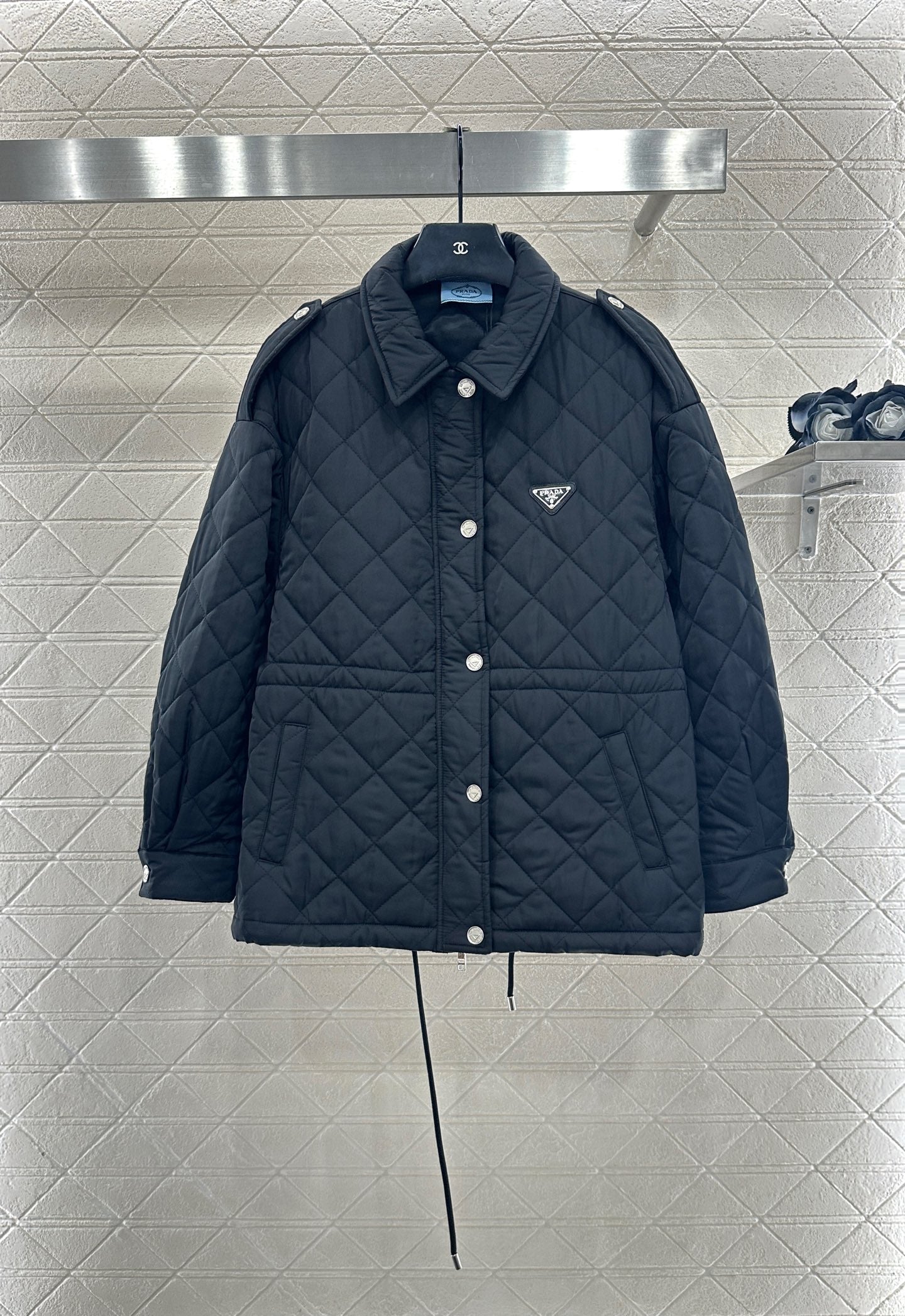 25fw Hooded drawstring waistband cotton jacket