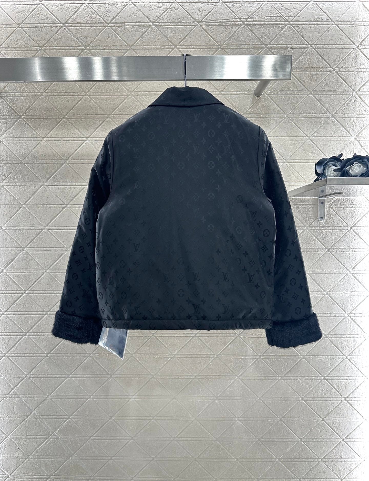 25fw Collar zipper fur patchwork cotton jacket