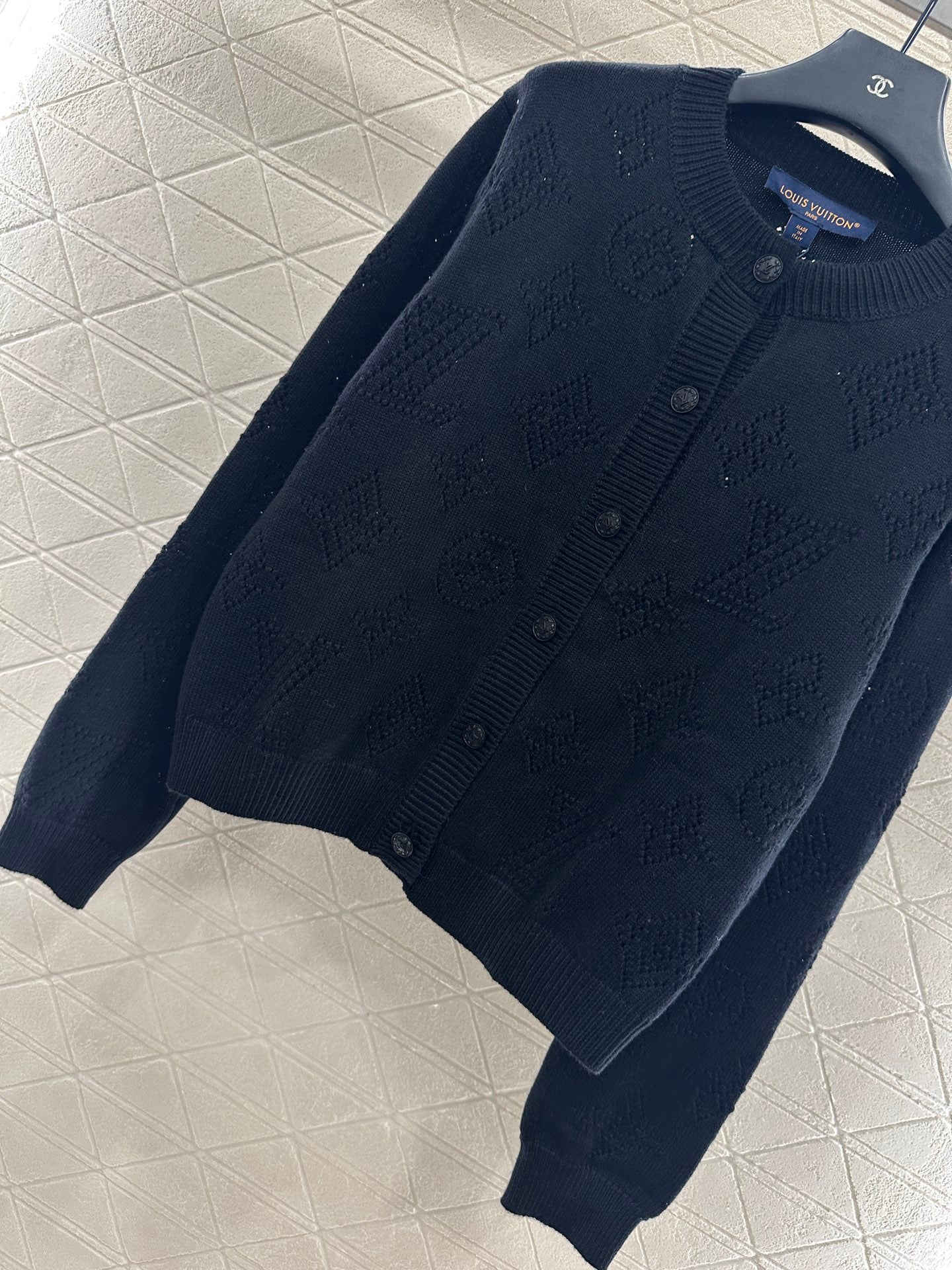 25fw Hollow knit round neck cardigan