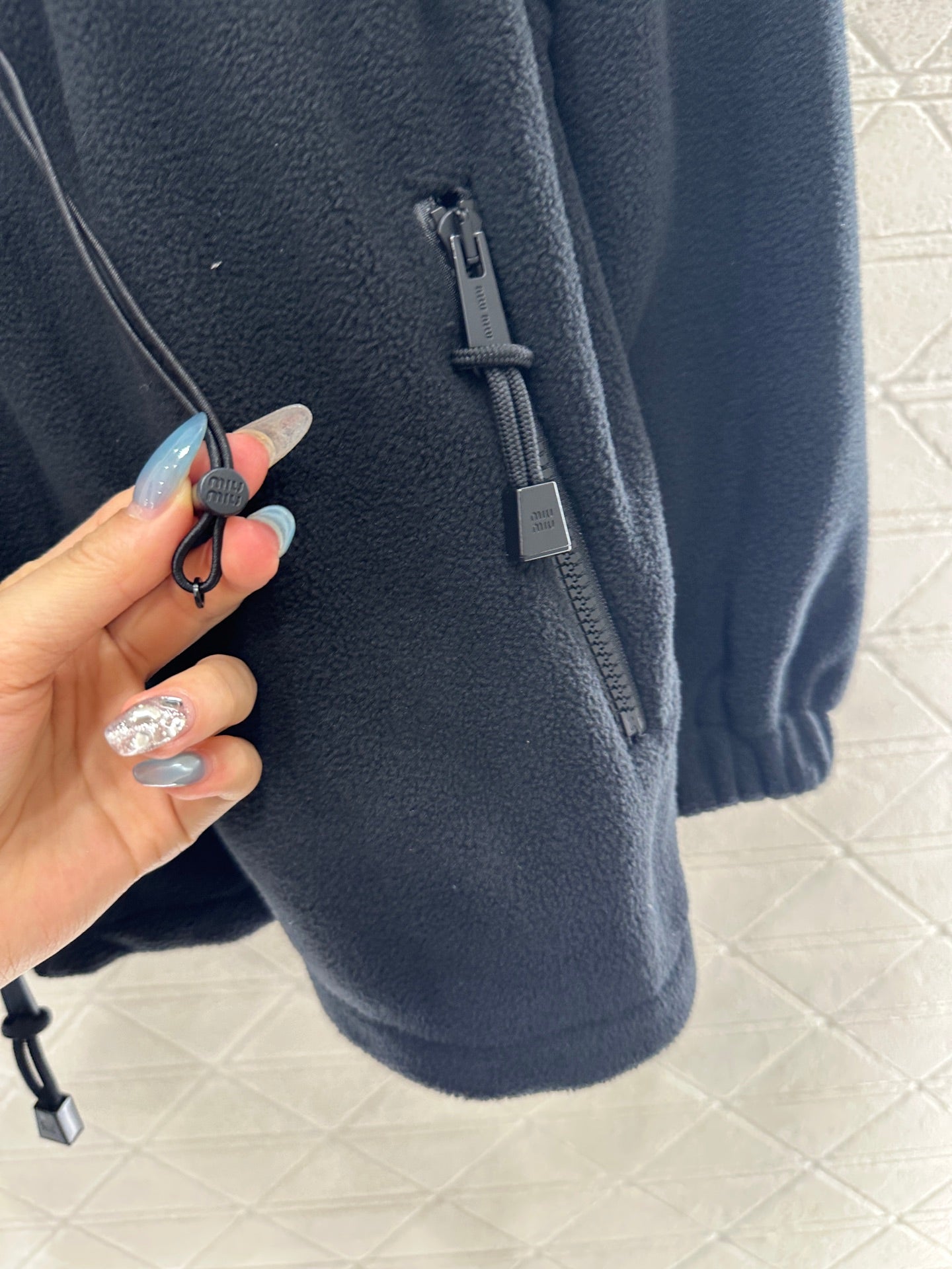 Teddy plush hooded mid length jacket