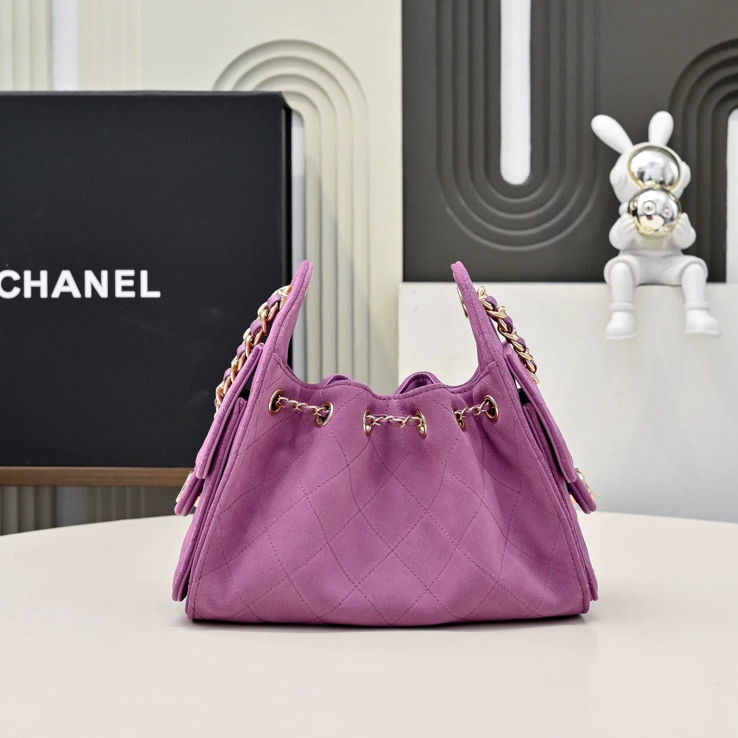 25C suede hippie bag (rose pink)