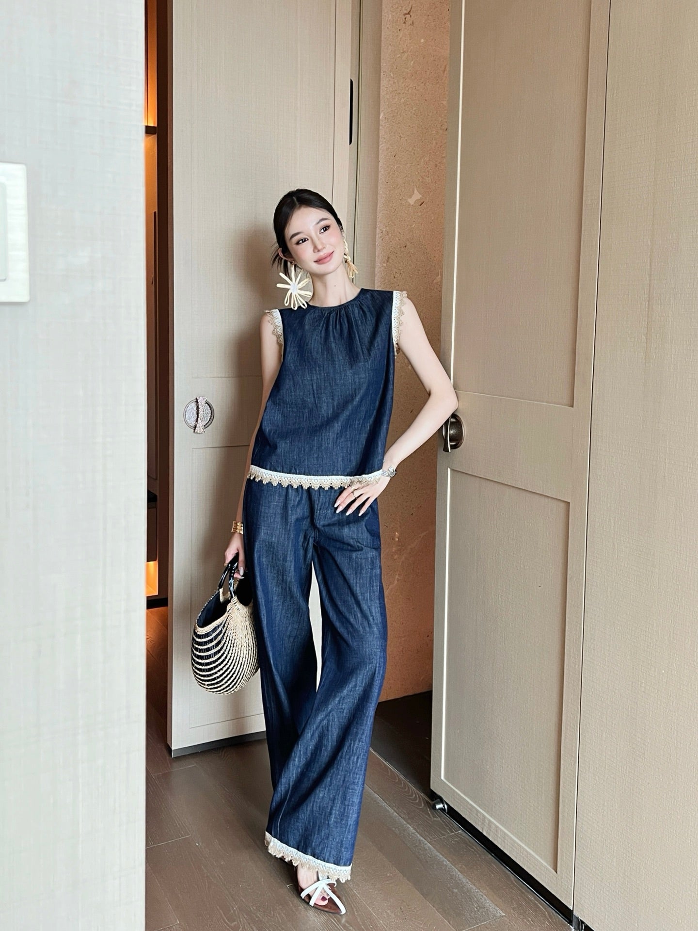 25ss denim lace vest