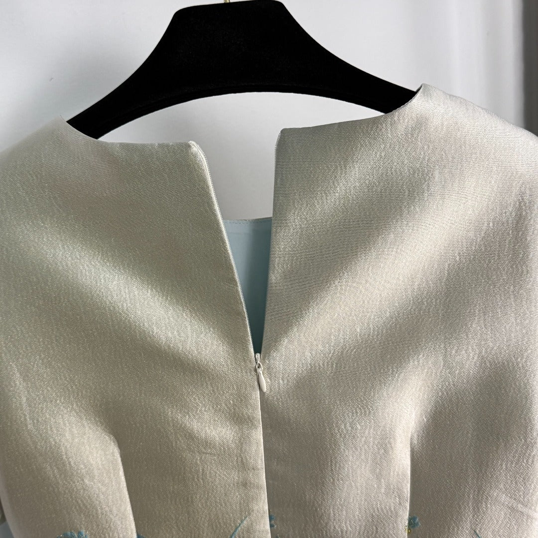 25 new diamond beaded silk jacquard dress