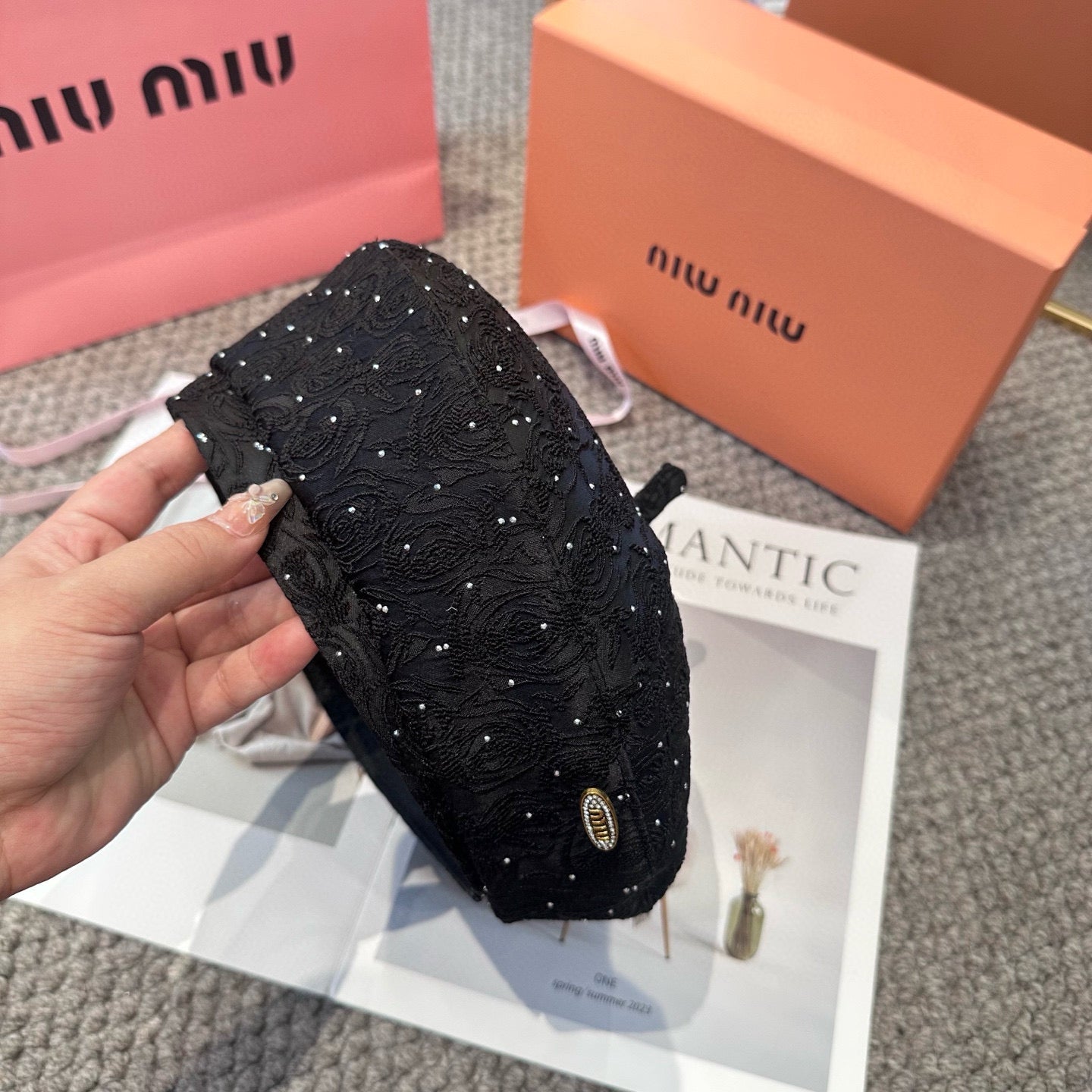 Letter rhinestone beret