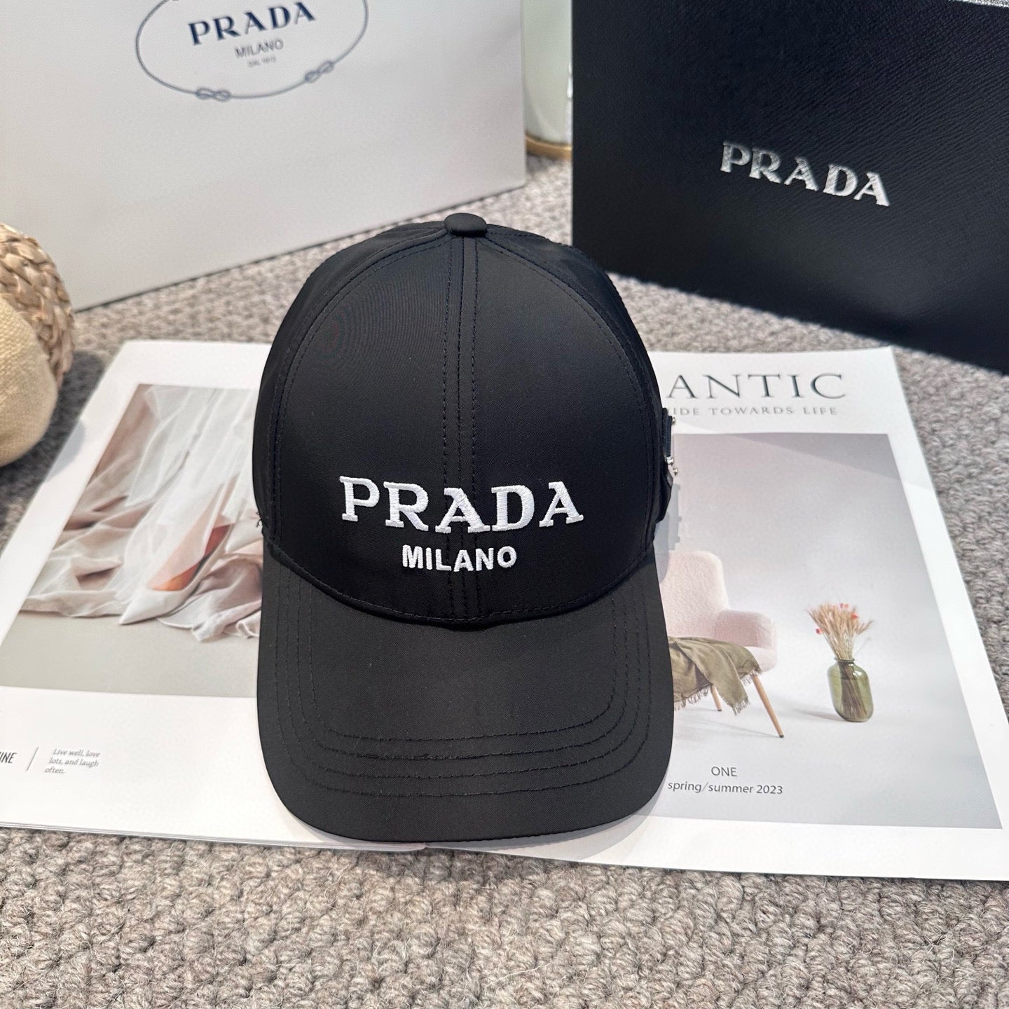 Embroidered lettering baseball cap