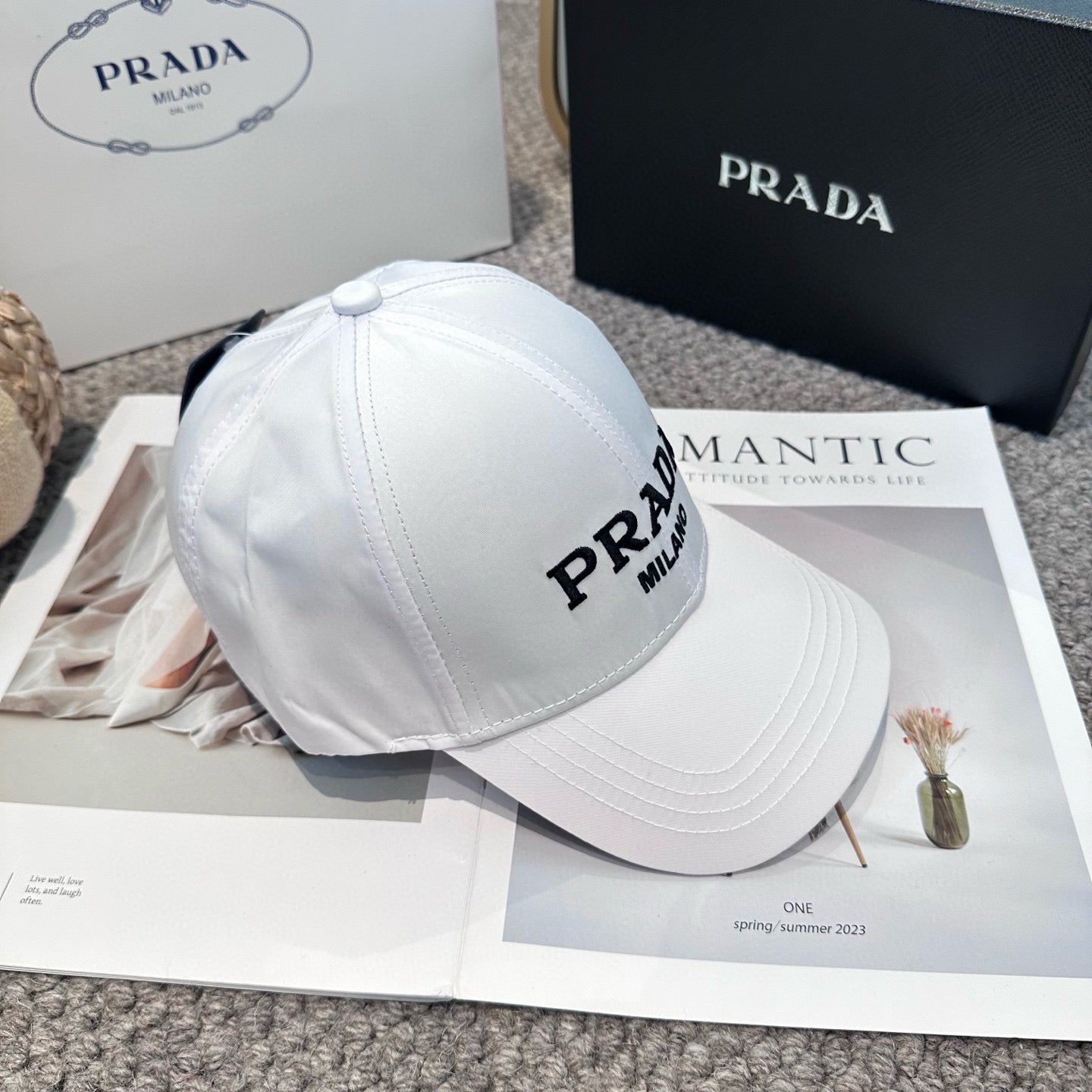Embroidered lettering baseball cap
