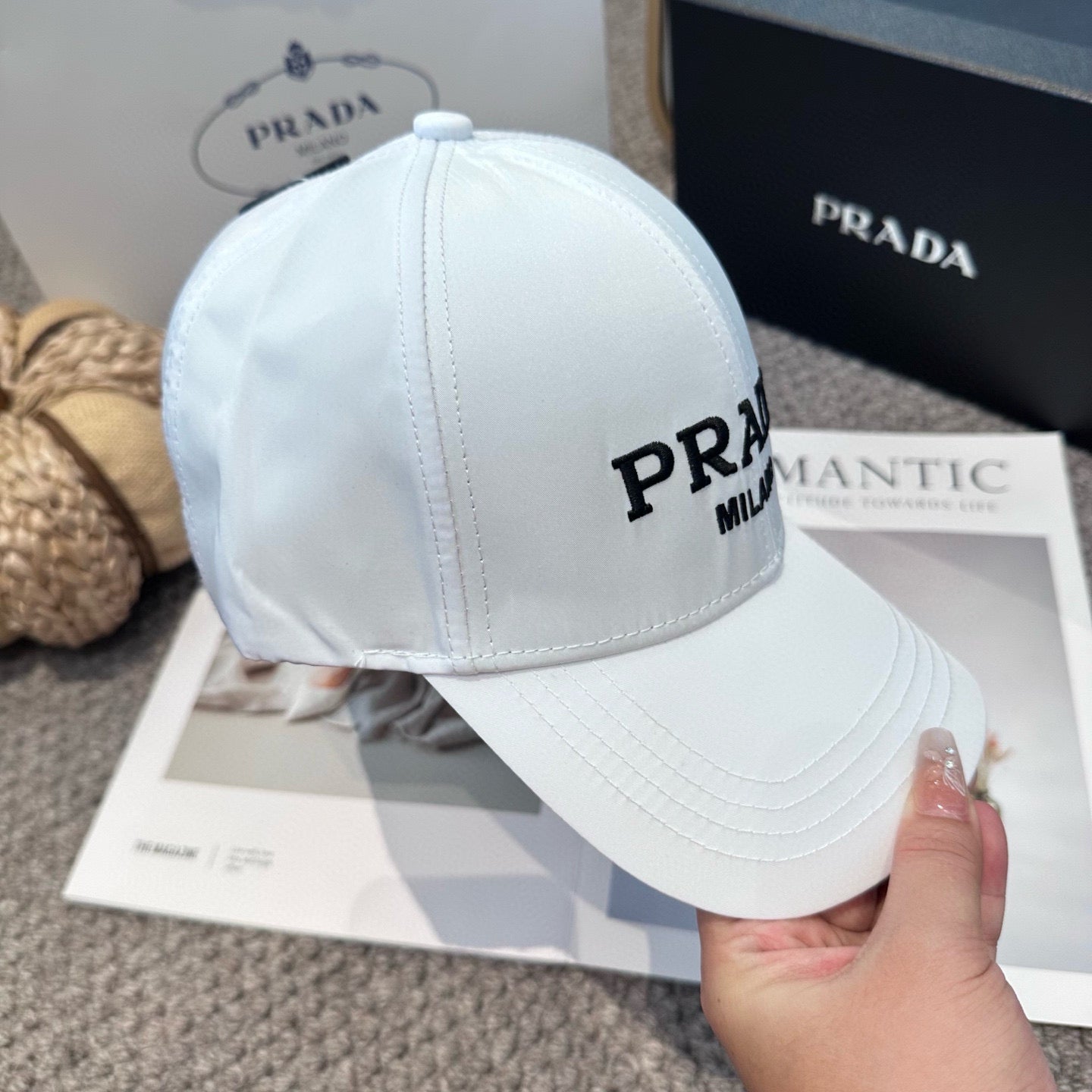 Embroidered lettering baseball cap