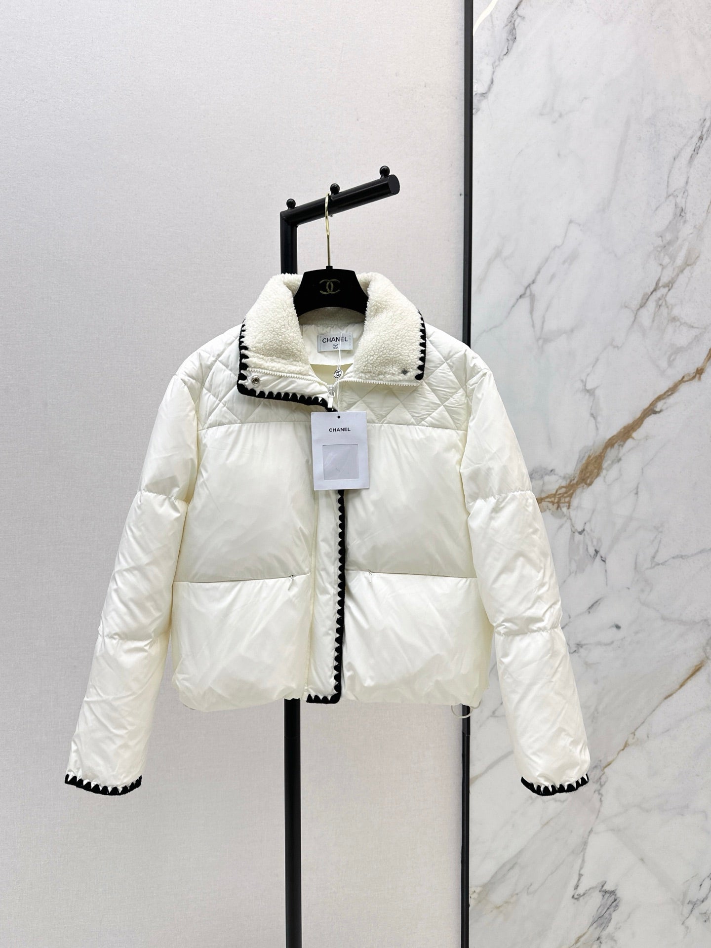 25fw new stand collar contrast color down jacket