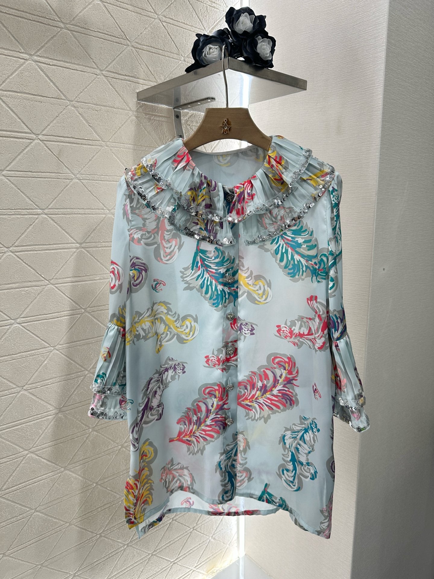 25ss new sequined shirt and trousers suit