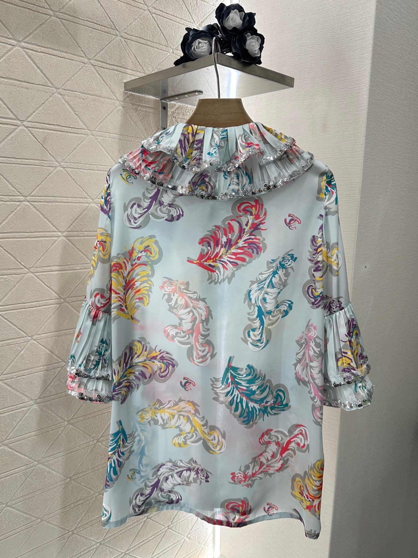 25ss new sequined shirt and trousers suit