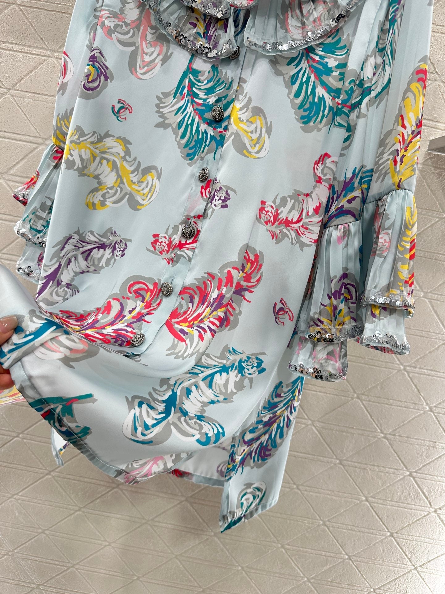 25ss new sequined shirt and trousers suit