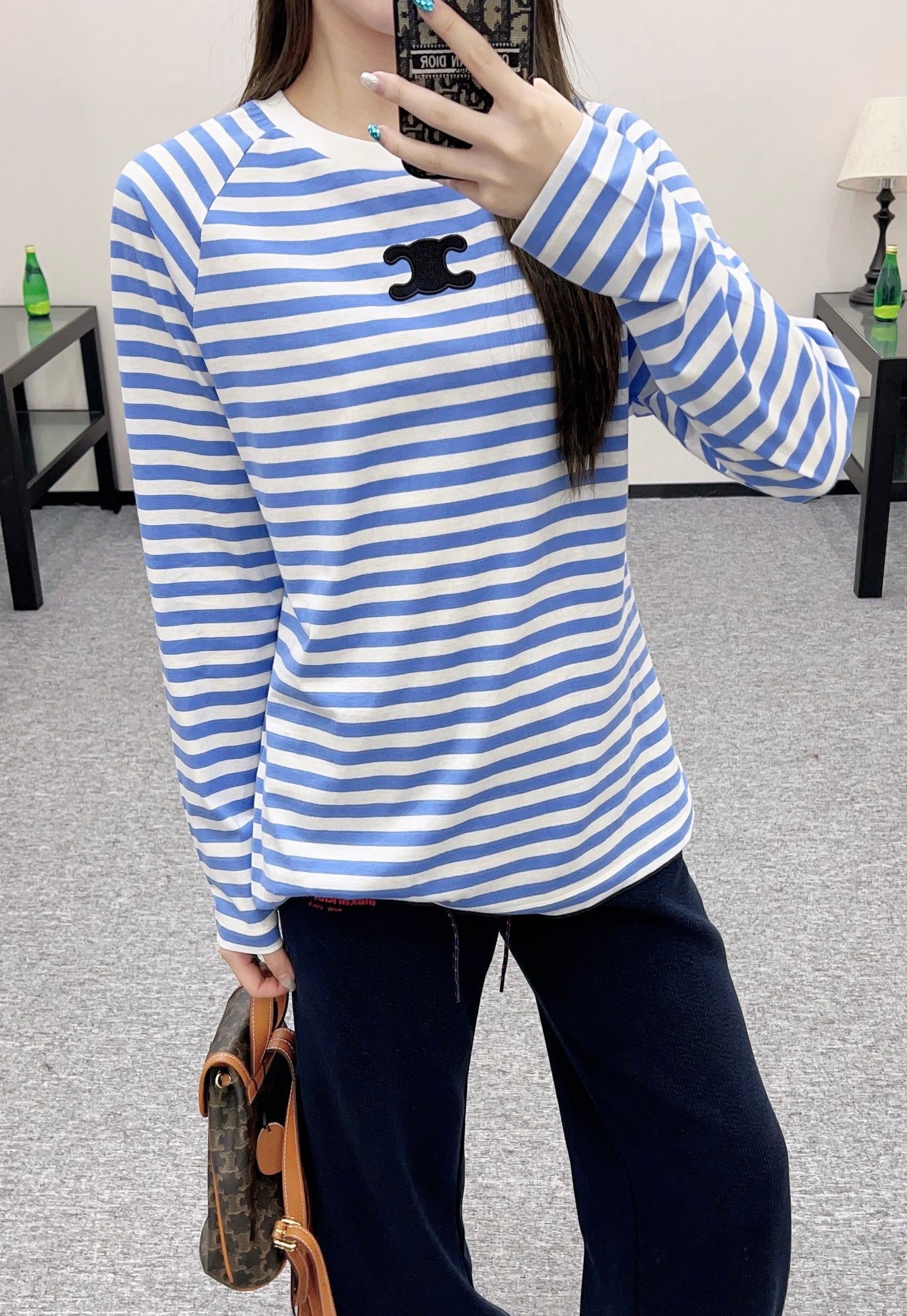 25fw new round neck striped long sleeves