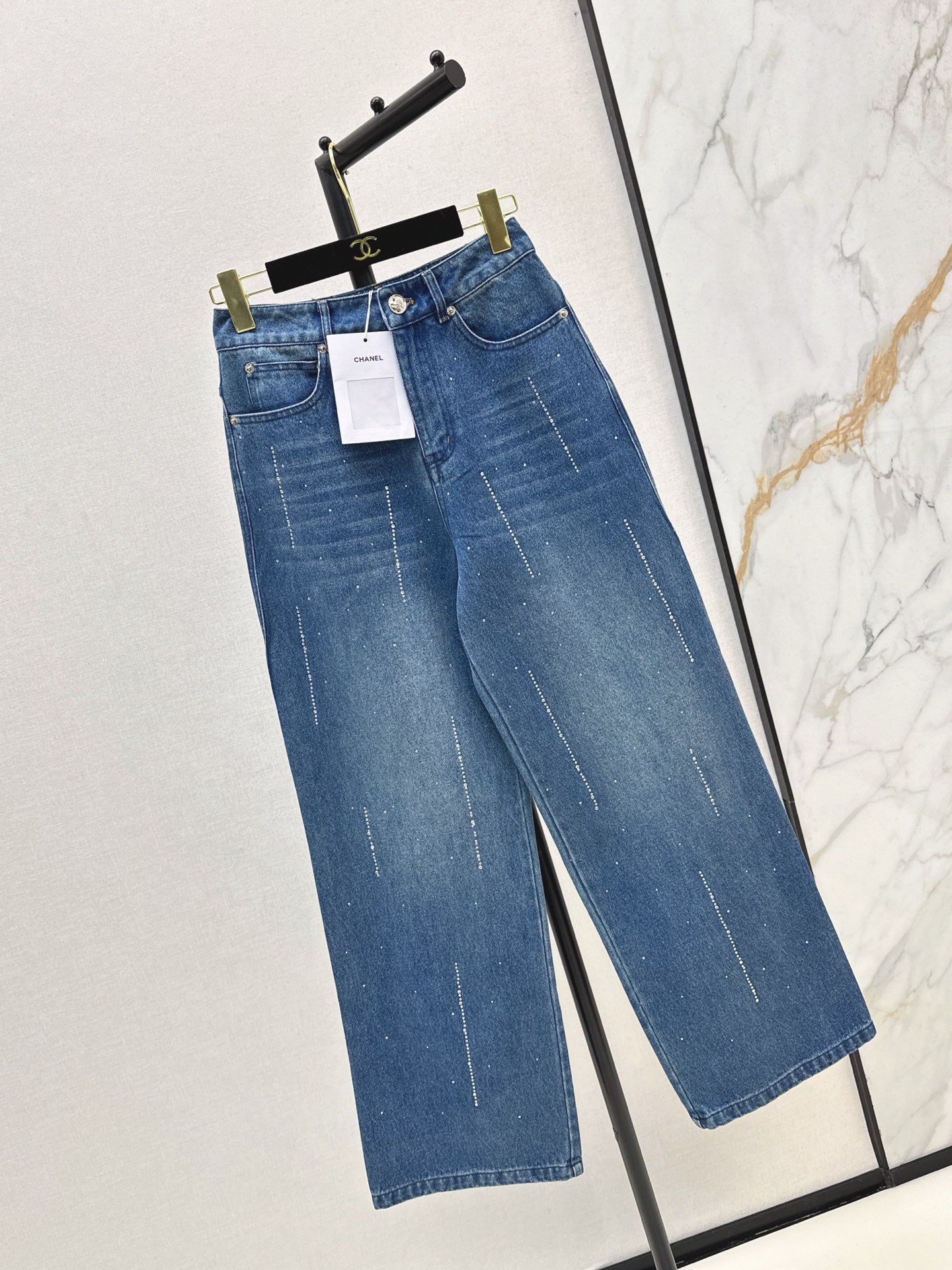 25fw Hot stamping process straight leg jeans
