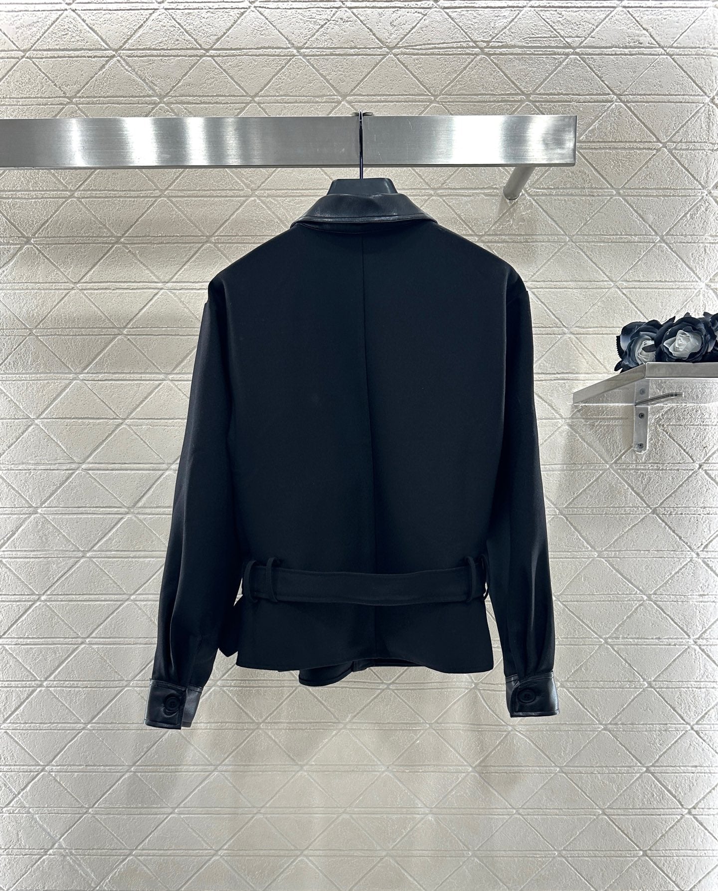 25fw Collar leather jacket and pants set
