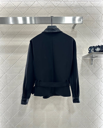 25fw Collar leather jacket and pants set