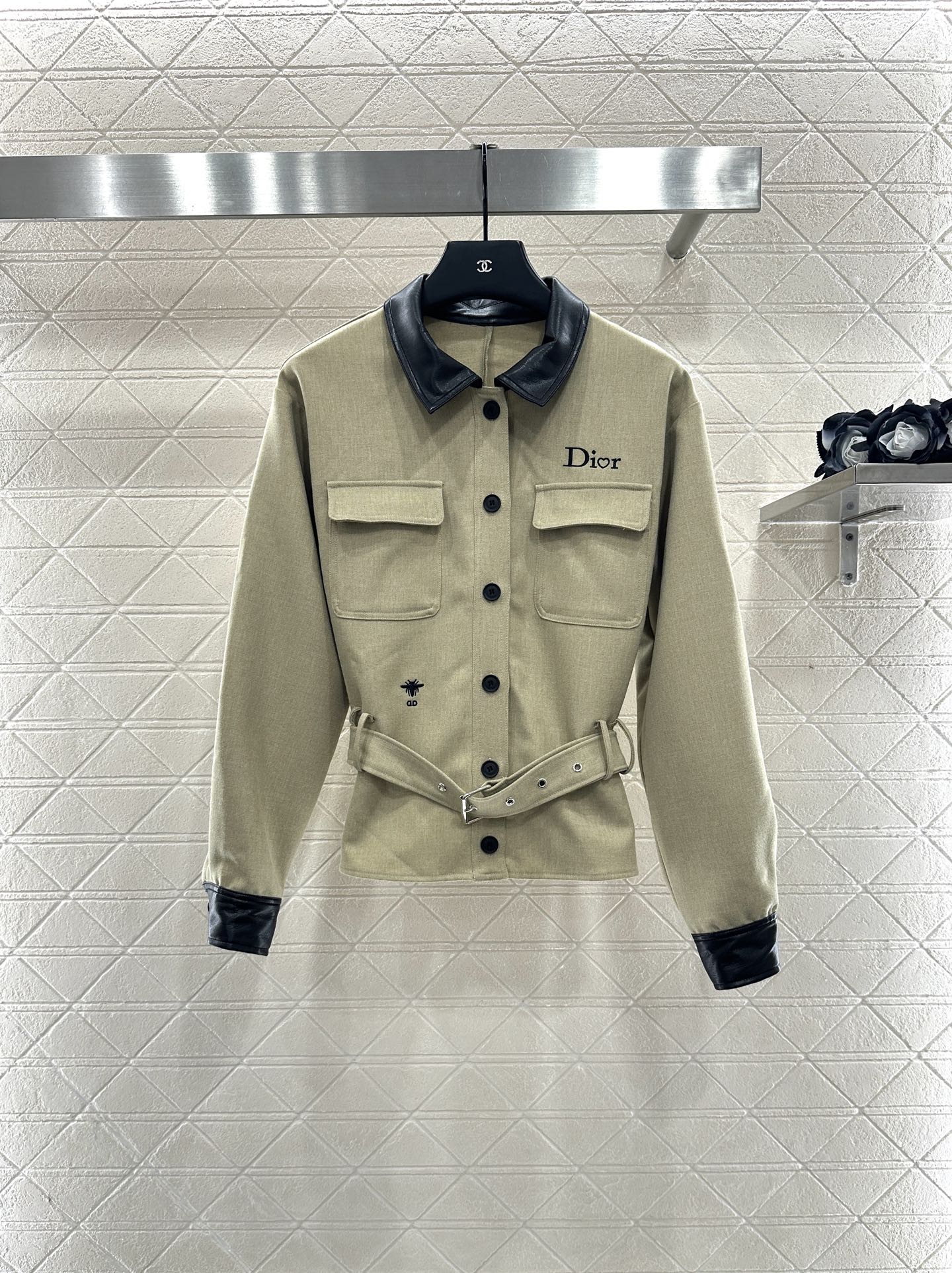 25fw Collar leather jacket and pants set