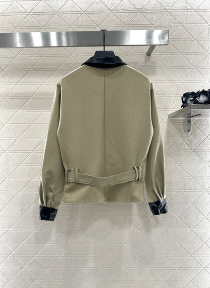 25fw Collar leather jacket and pants set