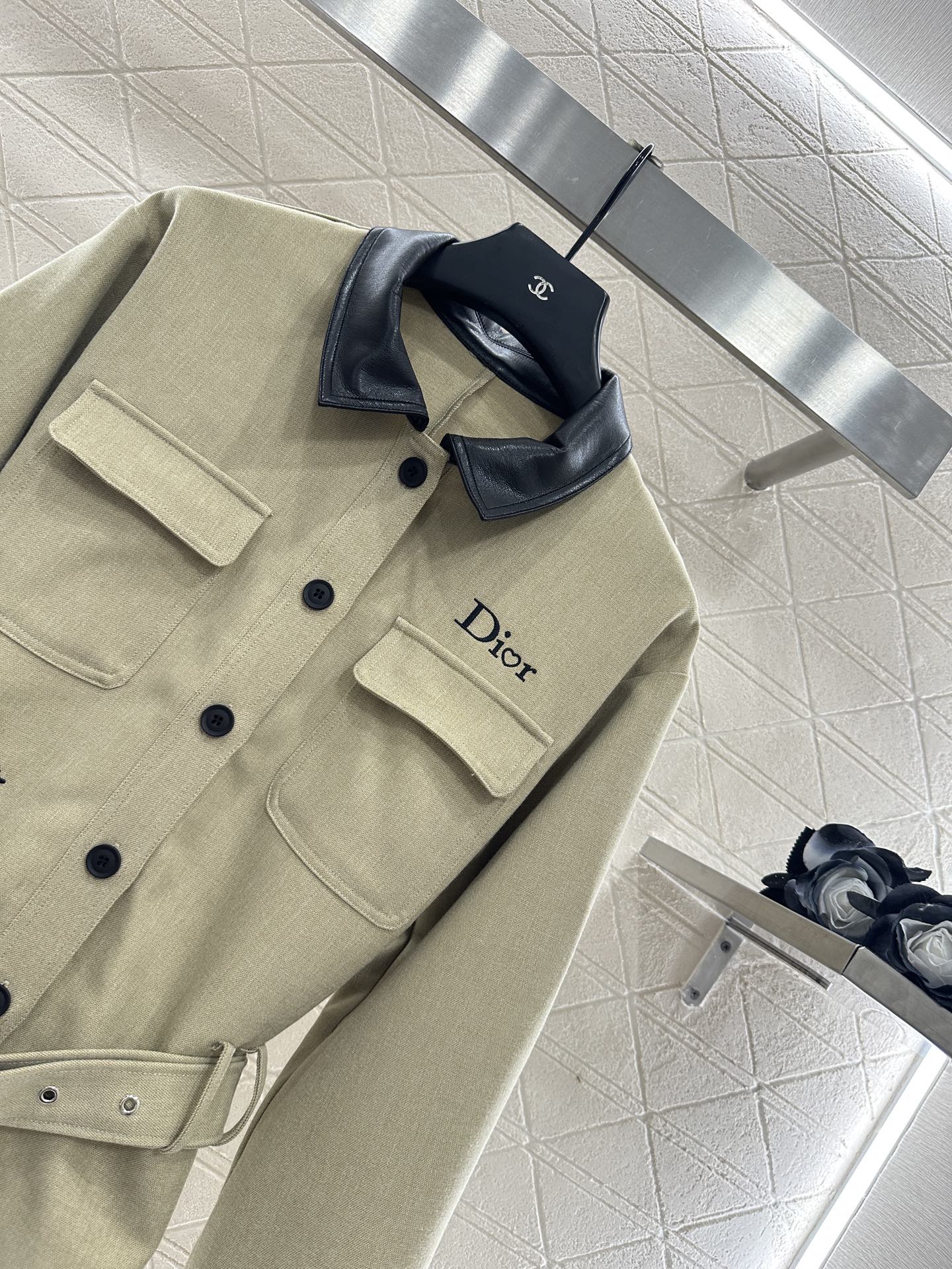 25fw Collar leather jacket and pants set
