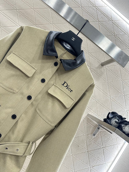 25fw Collar leather jacket and pants set