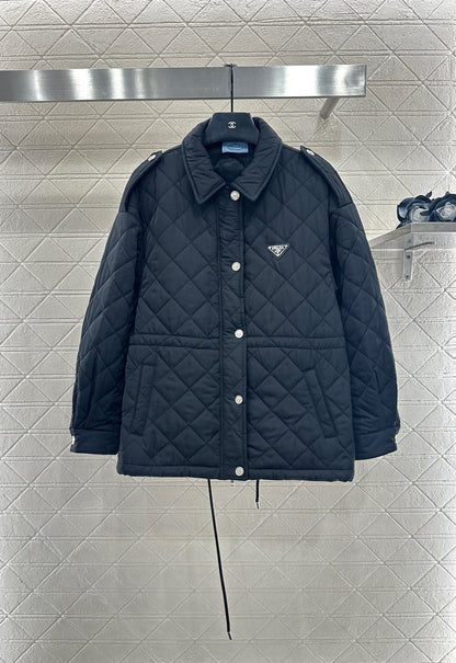 25fw Hooded drawstring waistband cotton jacket