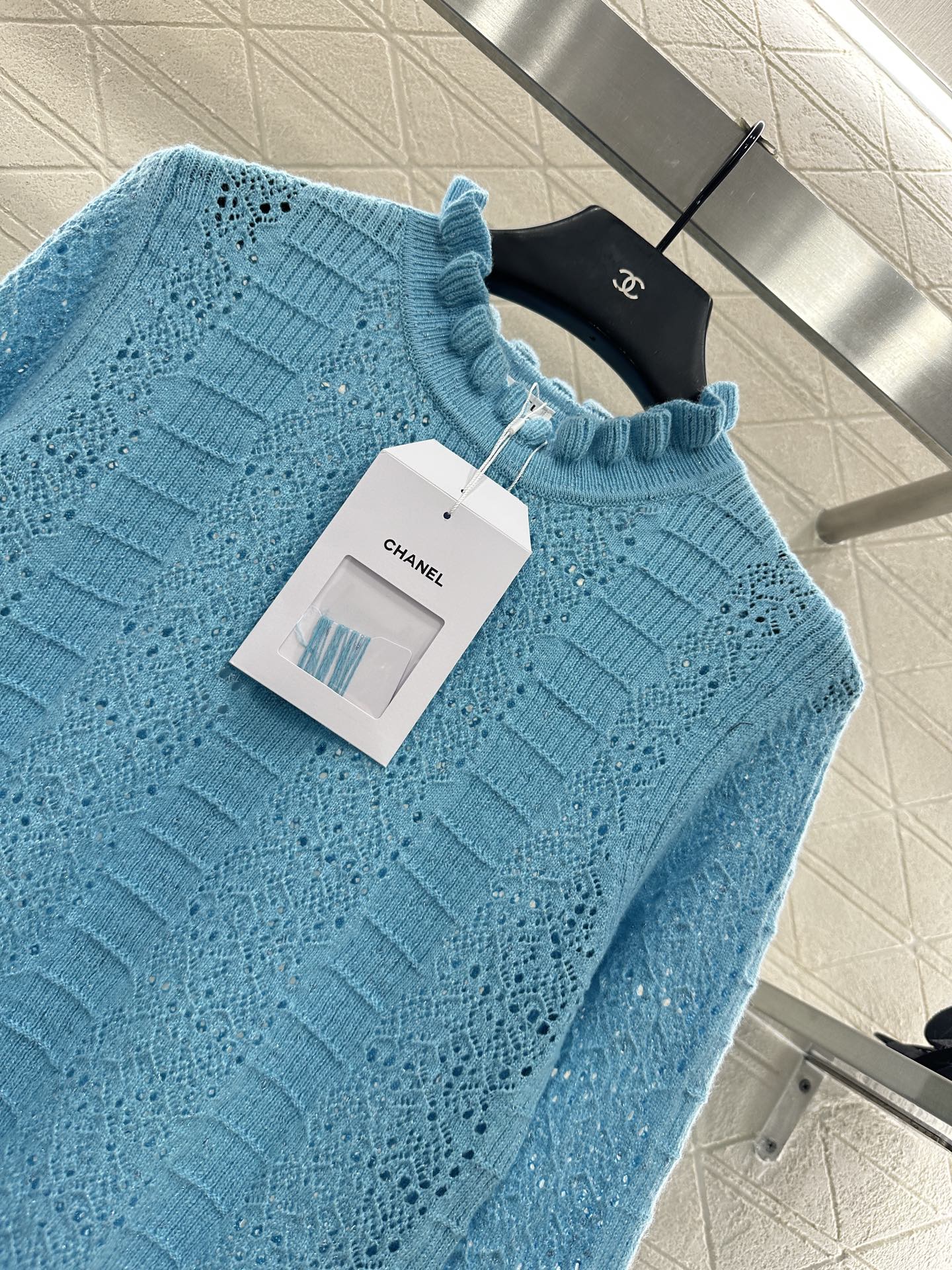 25fw Black fungus lace sweater