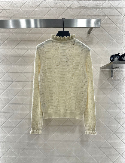 25fw Black fungus lace sweater