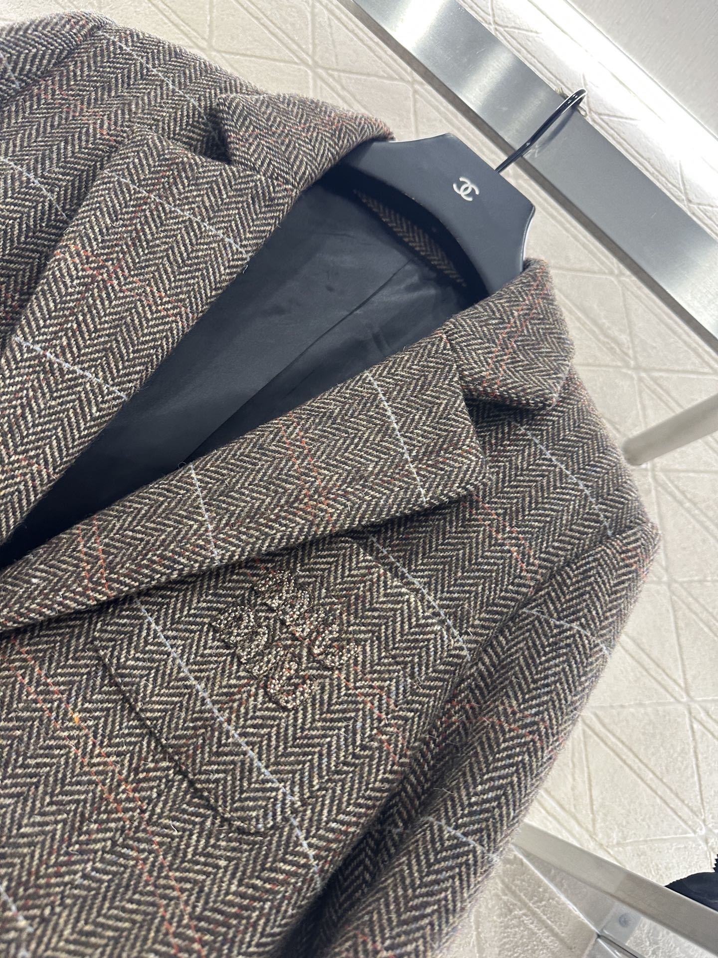 25fw Collar plaid pocket suit jacket