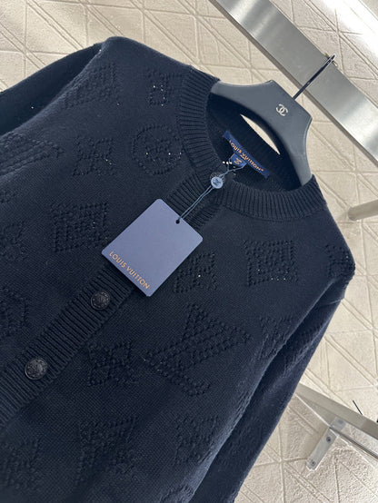 25fw Hollow knit round neck cardigan