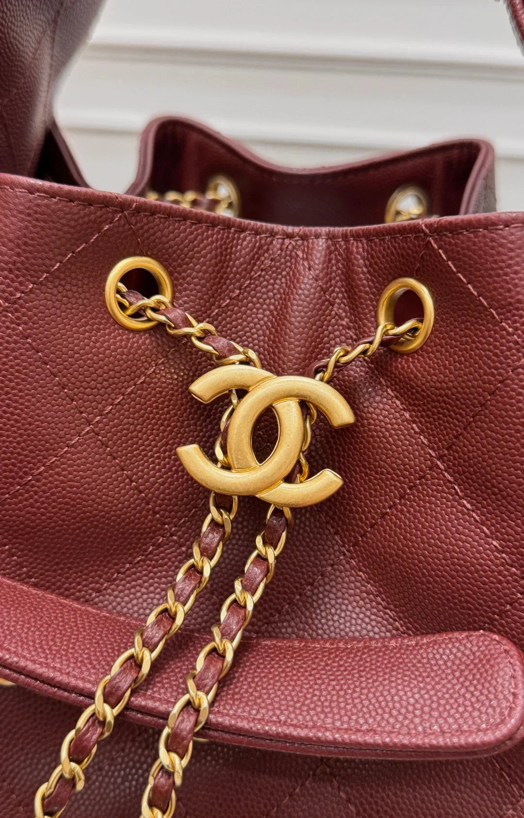 Drawstring bucket bag （Red）