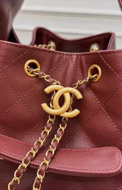 Drawstring bucket bag （Red）