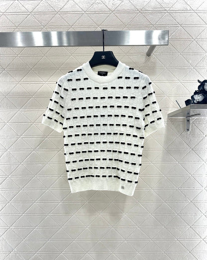 25fw Bow knit short sleeved shirt