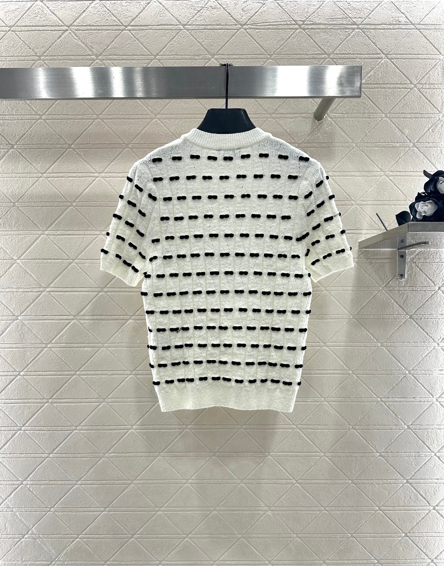 25fw Bow knit short sleeved shirt