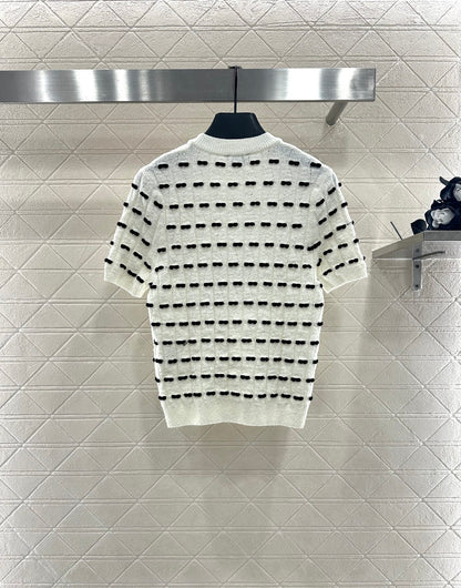25fw Bow knit short sleeved shirt