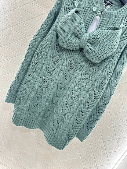 25fw Bow hollow knitted skirt