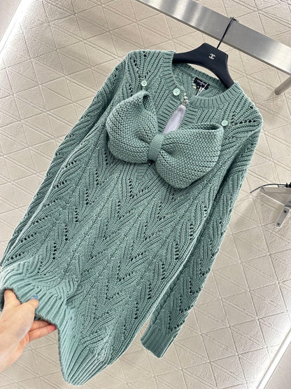 25fw Bow hollow knitted skirt