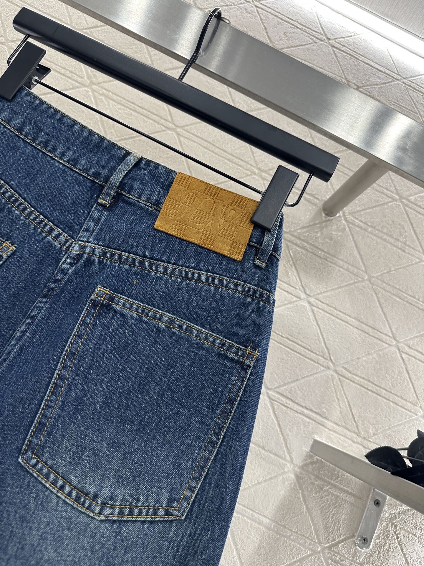 Laser printed denim pants