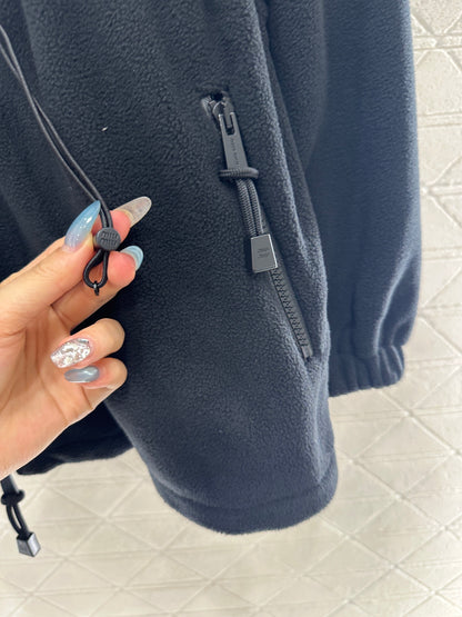 Teddy plush hooded mid length jacket