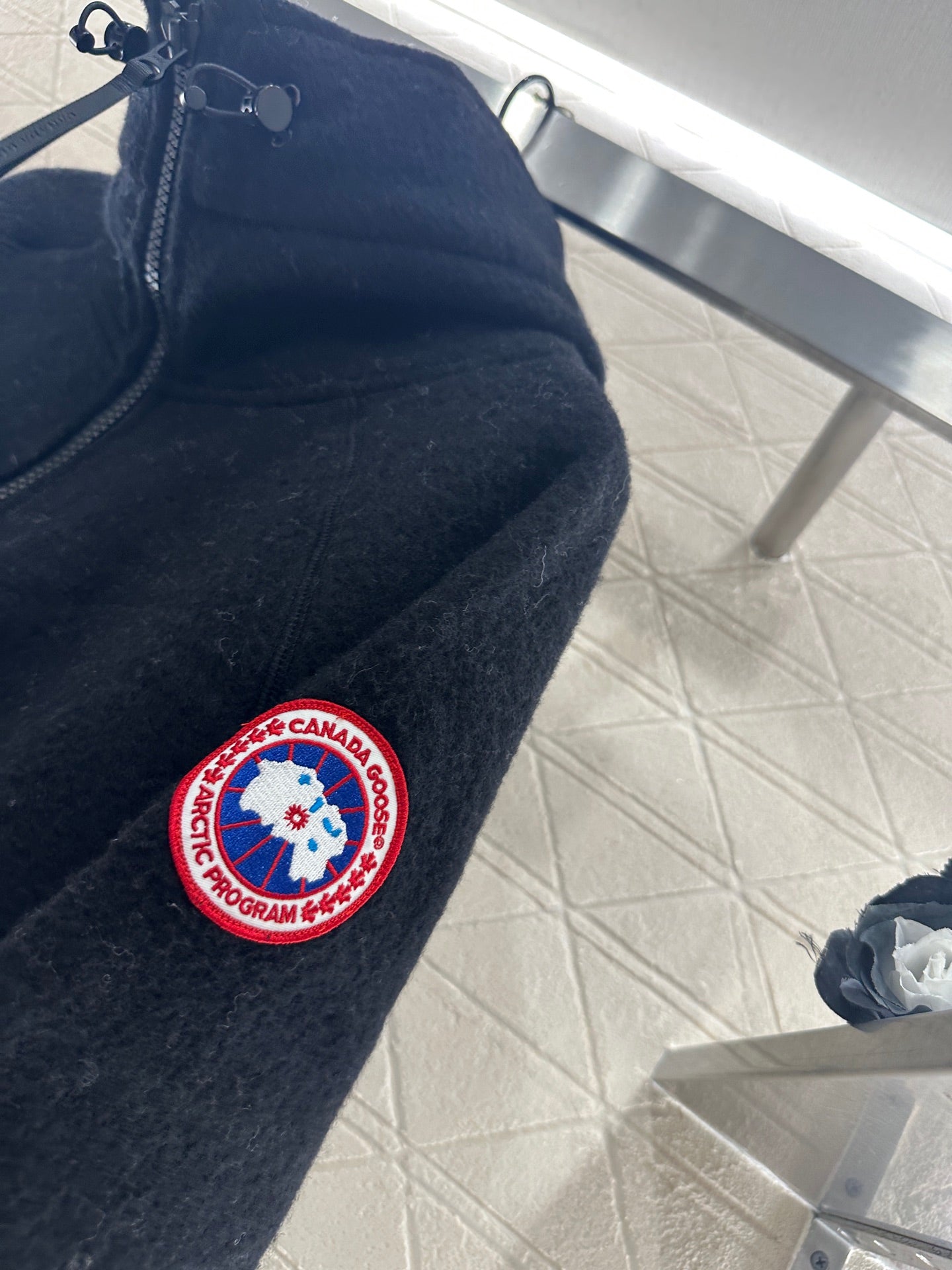Teddy plush hooded high neck jacket