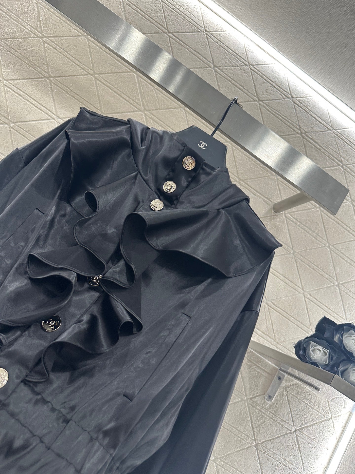Mushroom lace mid length windbreaker jacket
