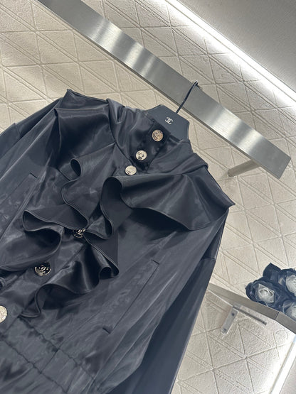 Mushroom lace mid length windbreaker jacket