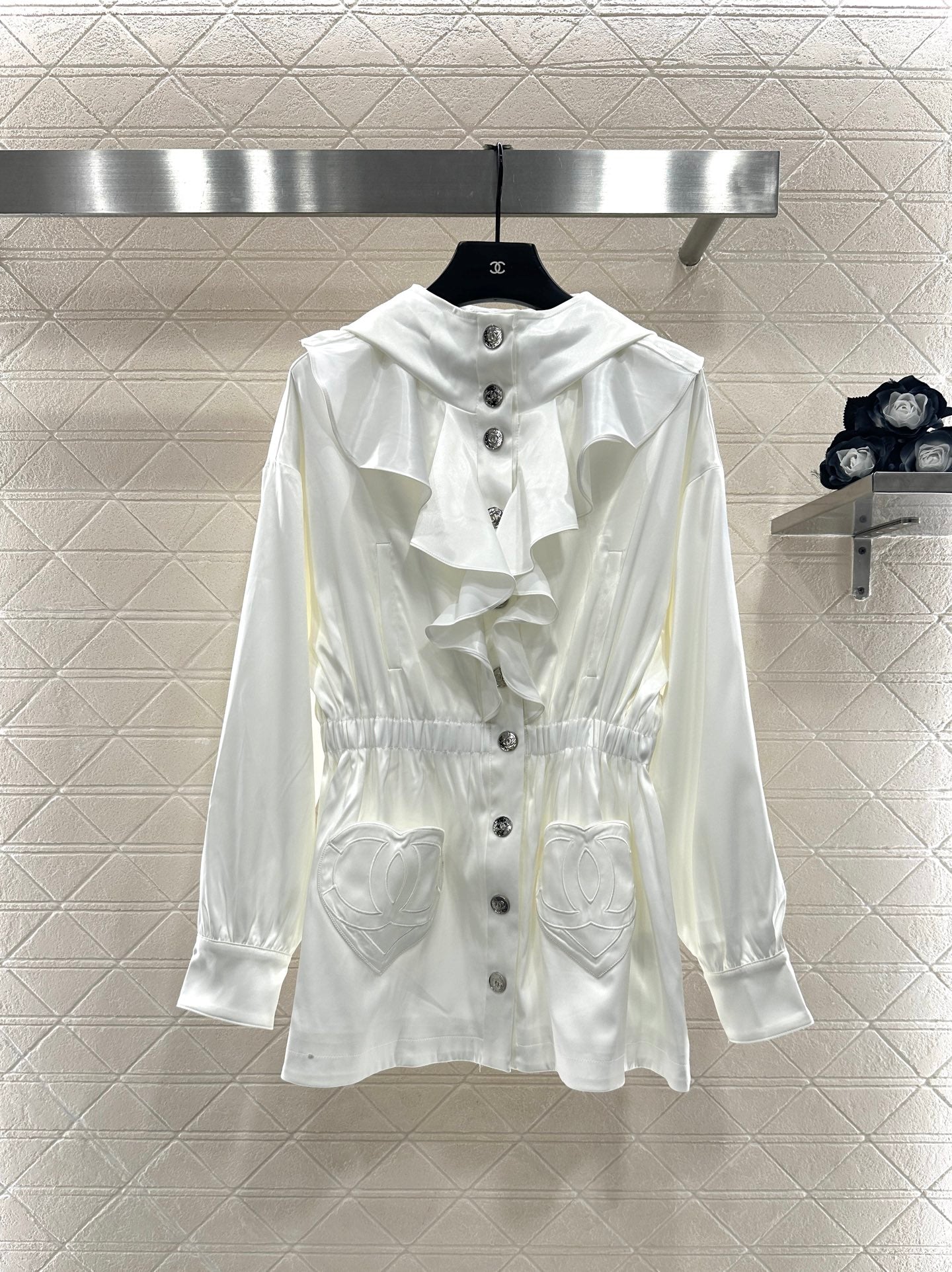 Mushroom lace mid length windbreaker jacket