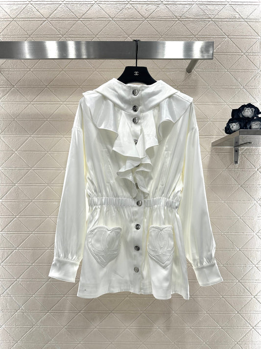 Mushroom lace mid length windbreaker jacket