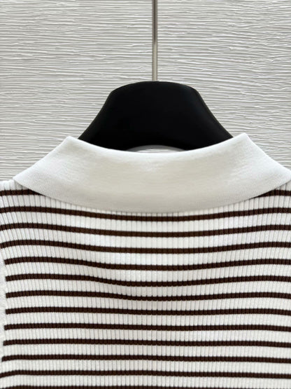 25 Spring/Summer Lapel Striped Knitted Vest