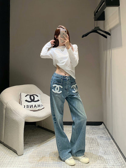 25 pairs of C terry embroidered straight jeans