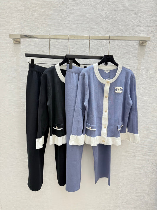 25fw Color blocked minimalist knitted suit