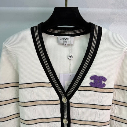 25fw Vertical pit striped knitted cardigan