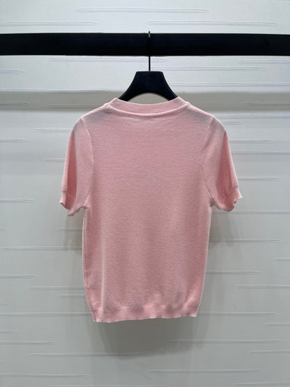 25fw Butterfly Embroidered Knitted Short Sleeve