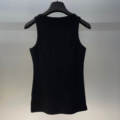 Minimalist Chest Print Crew Neck Vest